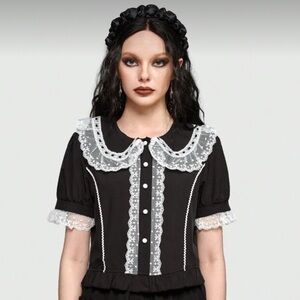 Adorable Goth Kawaii Lace Lolita Ruffle Top